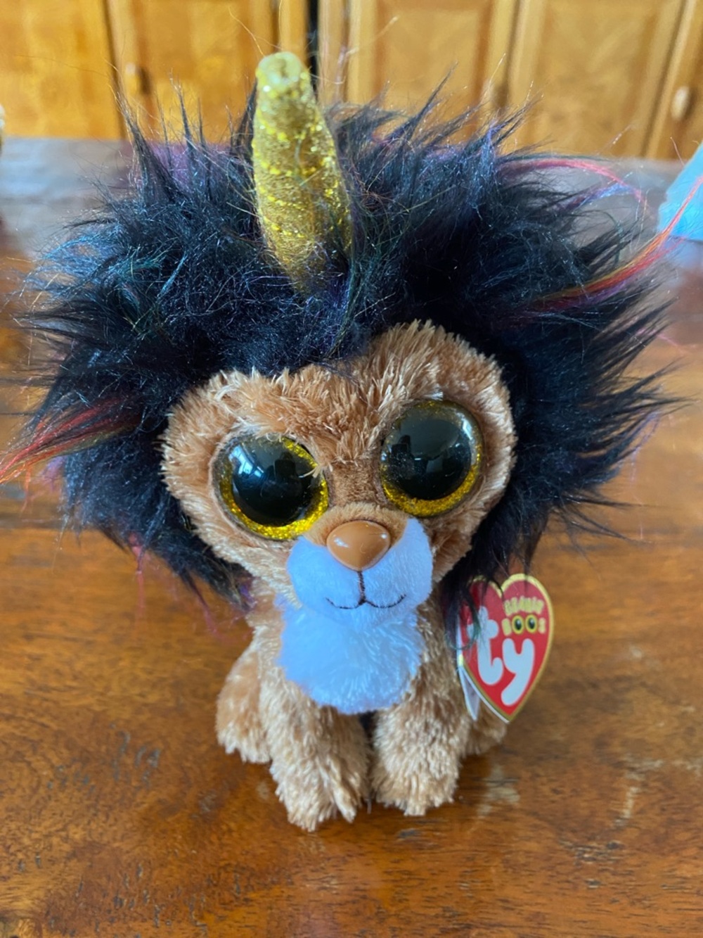Ty Sparkle Unicorn-Lion Plush — Brown, Black & Gold